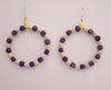 Purple & Cream Wood Hoop Earrings