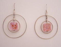 Pink Crackle - Two Hoop Earrings