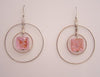 Pink Crackle - Two Hoop Earrings