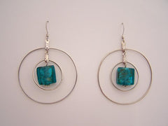 Emerald Crackle - Two Hoop Earrings