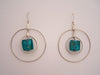 Emerald Crackle - Two Hoop Earrings