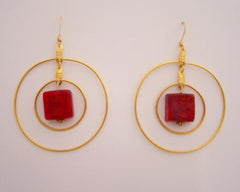 Red Crackle - Two Hoop Earrings