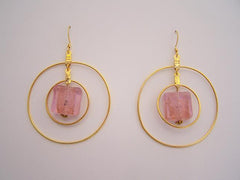 Pink Crackle - Two Hoop Earrings