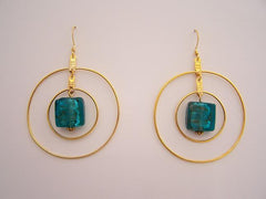 Emerald Crackle - Two Hoop Earrings