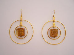 Amber Crackle - Two Hoop Earrings