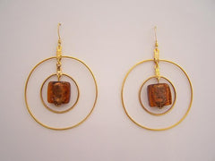 Bronze Crackle - Two Hoop Earrings