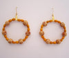 Yellow & Natural Wood Hoop Earrings