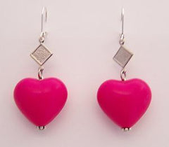 Plastic Hot Pink Heart Earrings