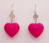 Plastic Hot Pink Heart Earrings