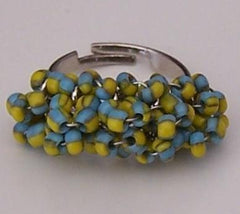 Blue & Yellow Bead Ring
